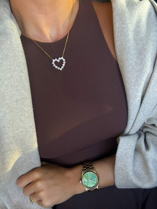 Rhinestone Heart Necklace | Water Resistant - Chansutt Pearls