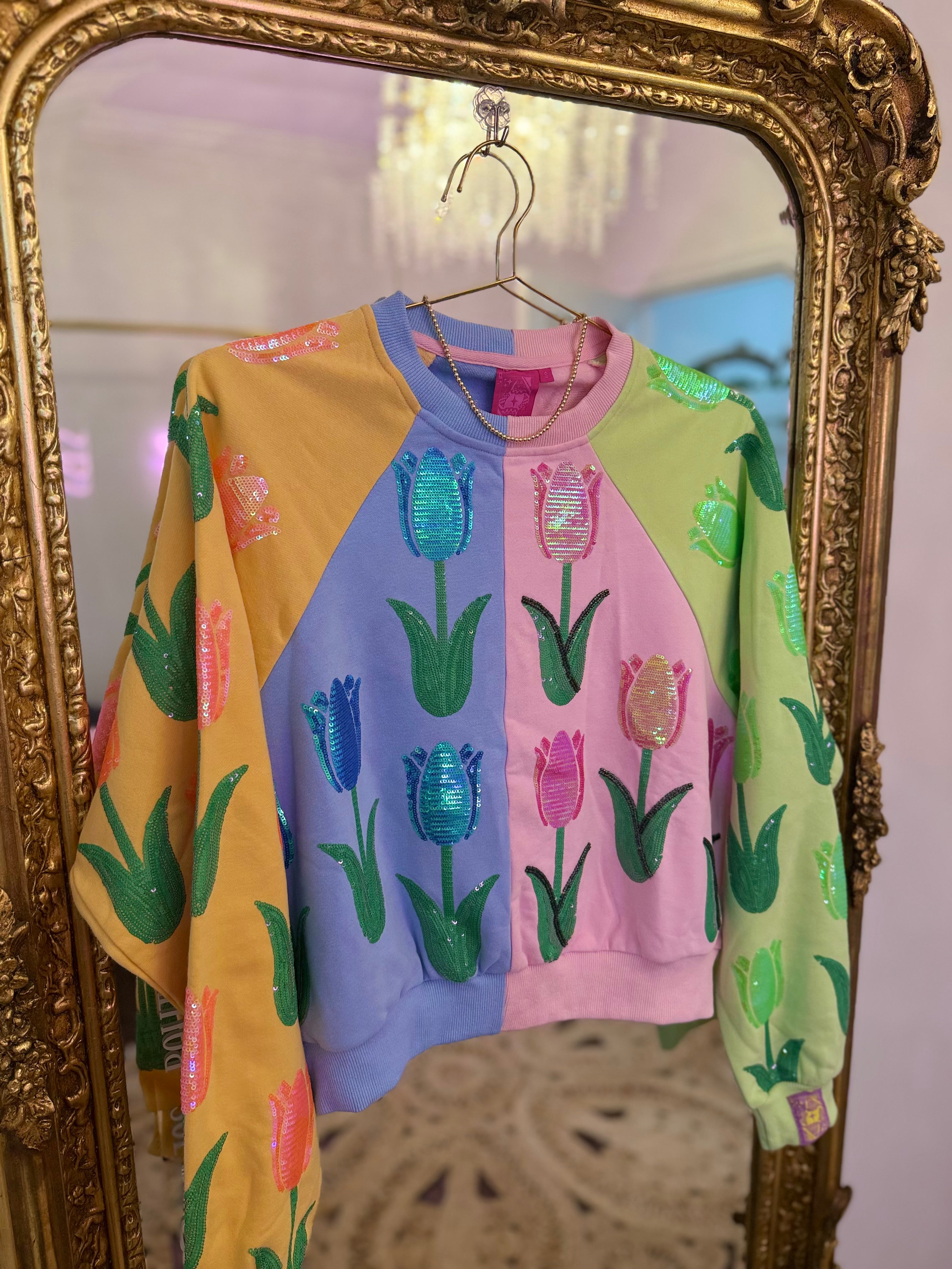 Neon Colorblock Tulip Sweatshirt | Queen of Sparkles