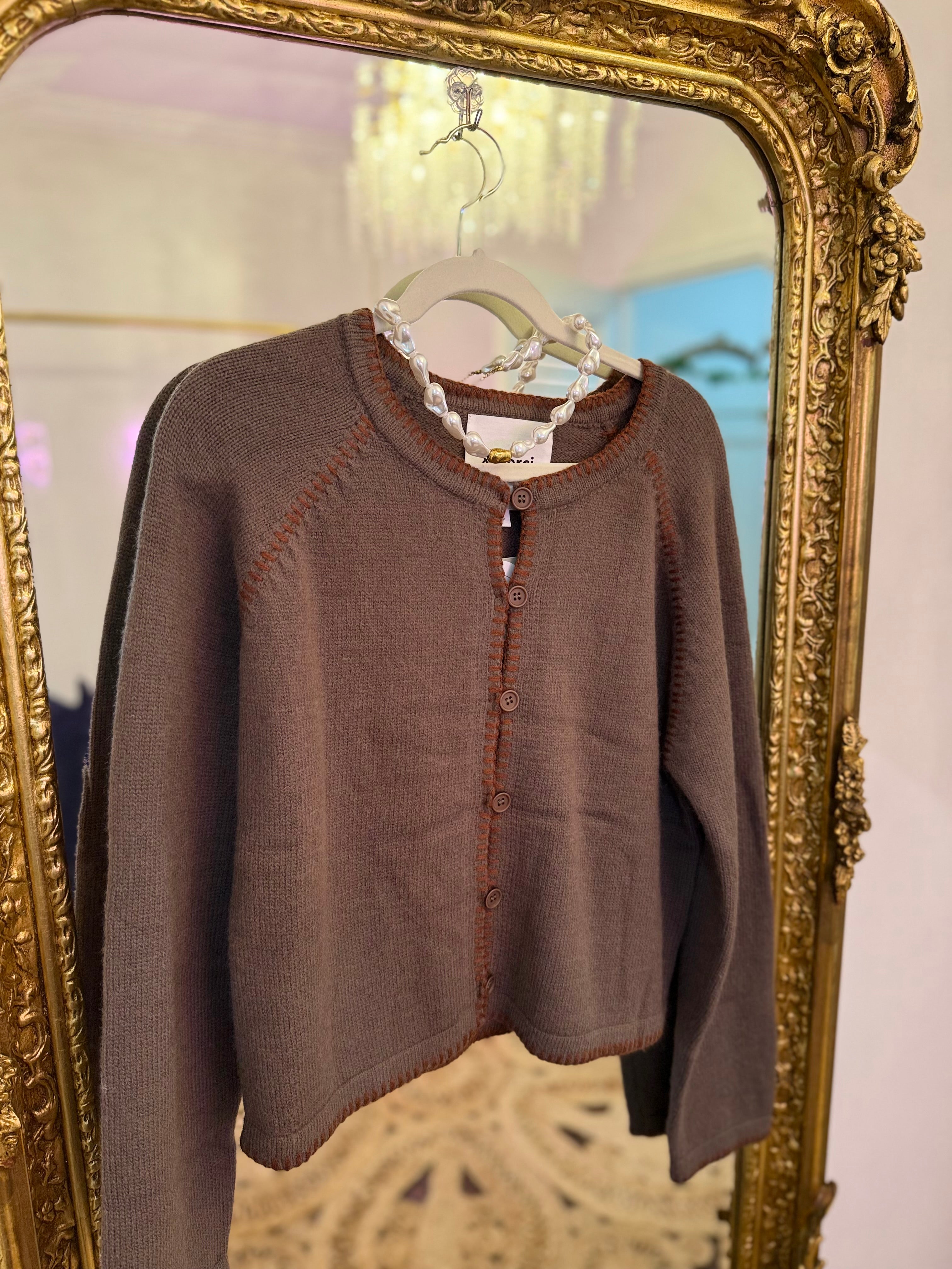 Contrast Stitch Sweater Cardigan