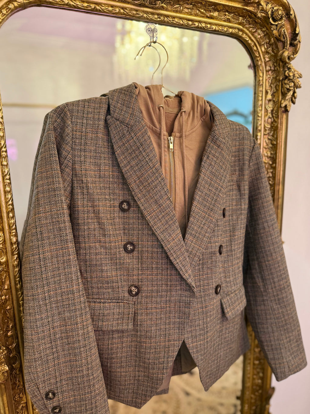 Herringbone Hoodie Blazer