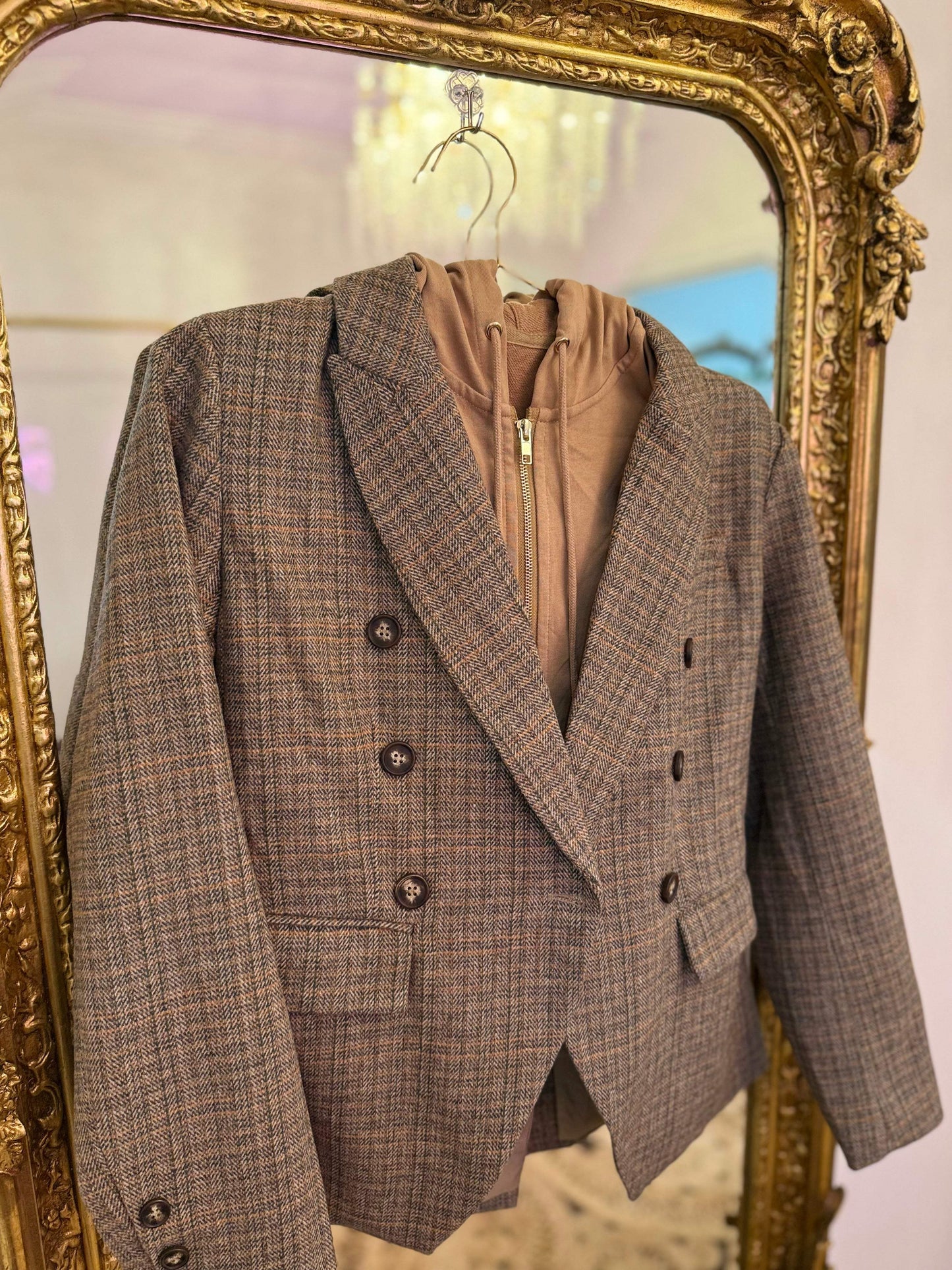 Herringbone Hoodie Blazer