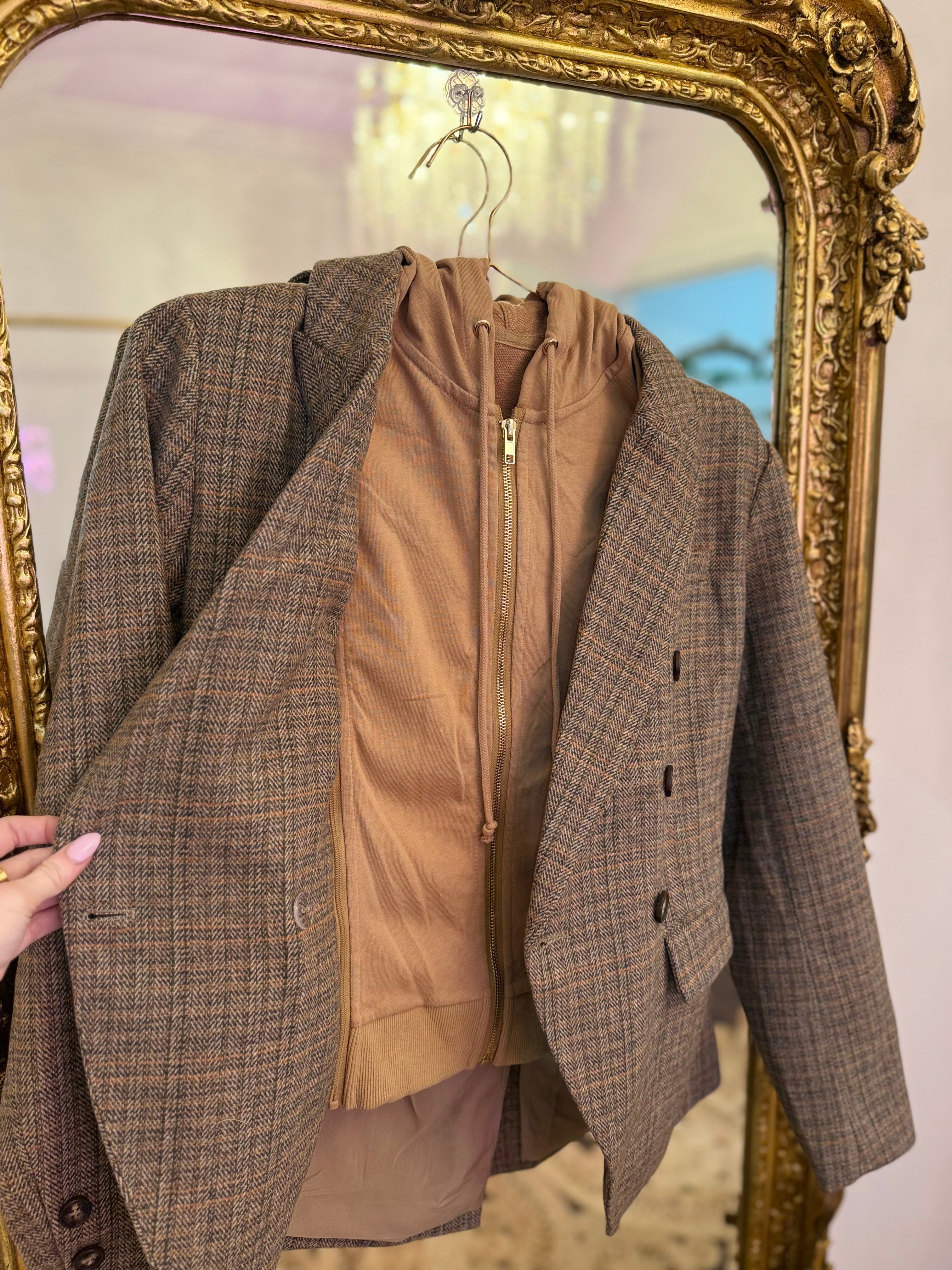 Herringbone Hoodie Blazer