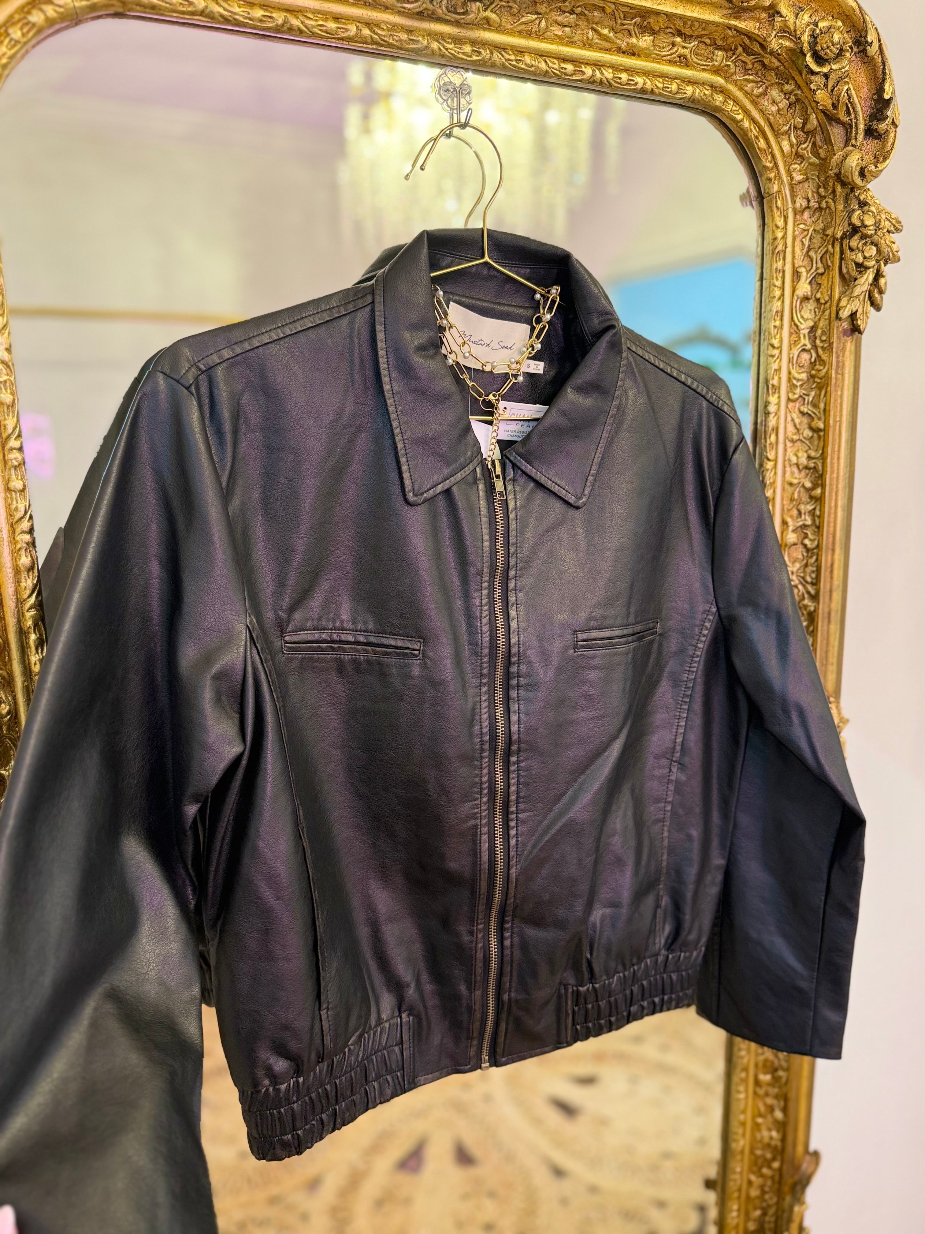 Zion Washed Leather Zip Up Jacket