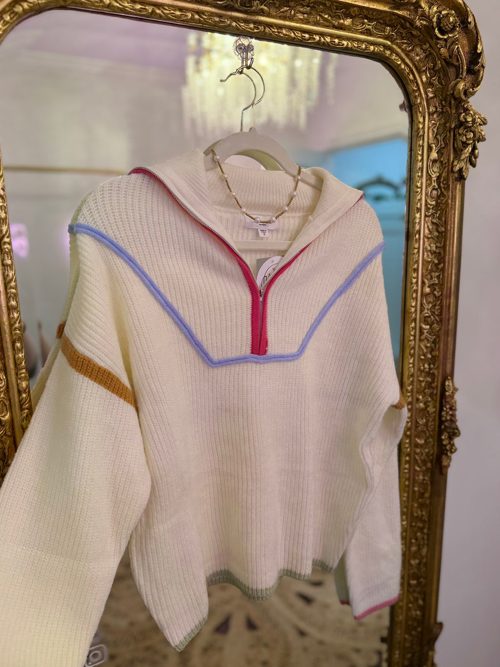 Cozy Days Binding Half Zip Sweater