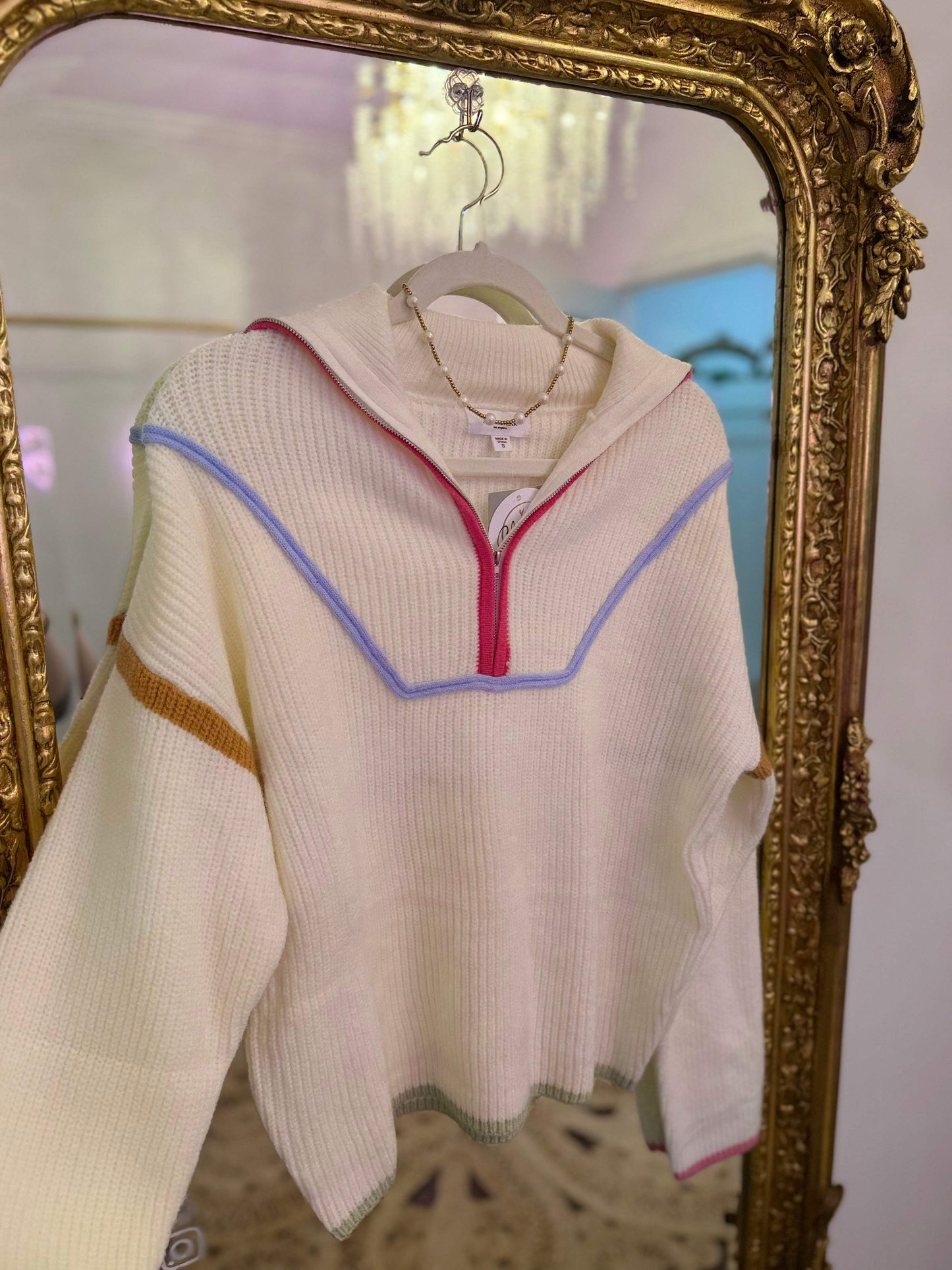 Cozy Days Binding Half Zip Sweater