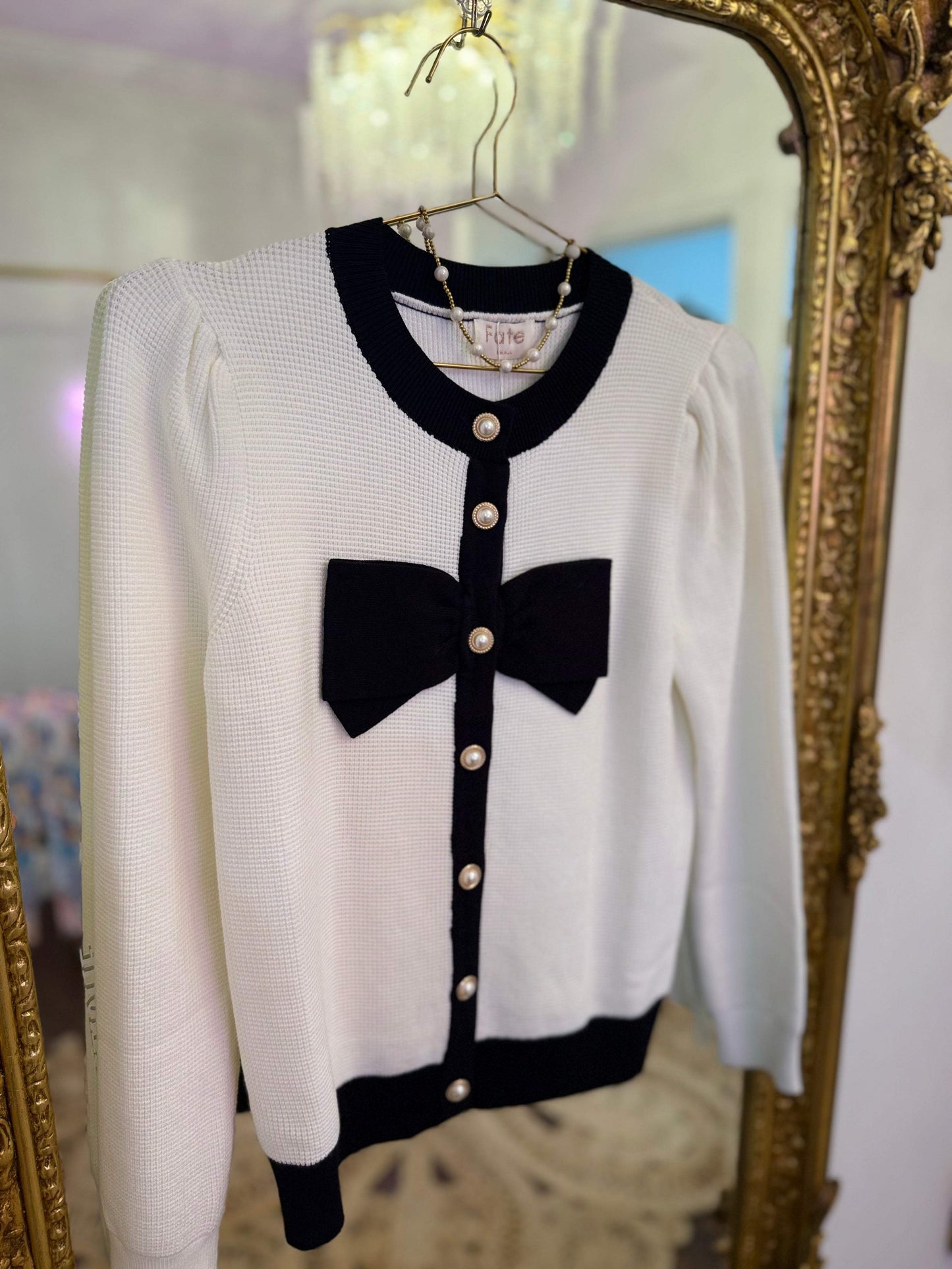 Pearls & Bows Knit Cardigan