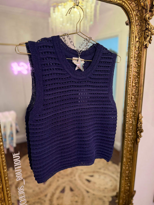 Olivia Crochet Sleeveless Vest