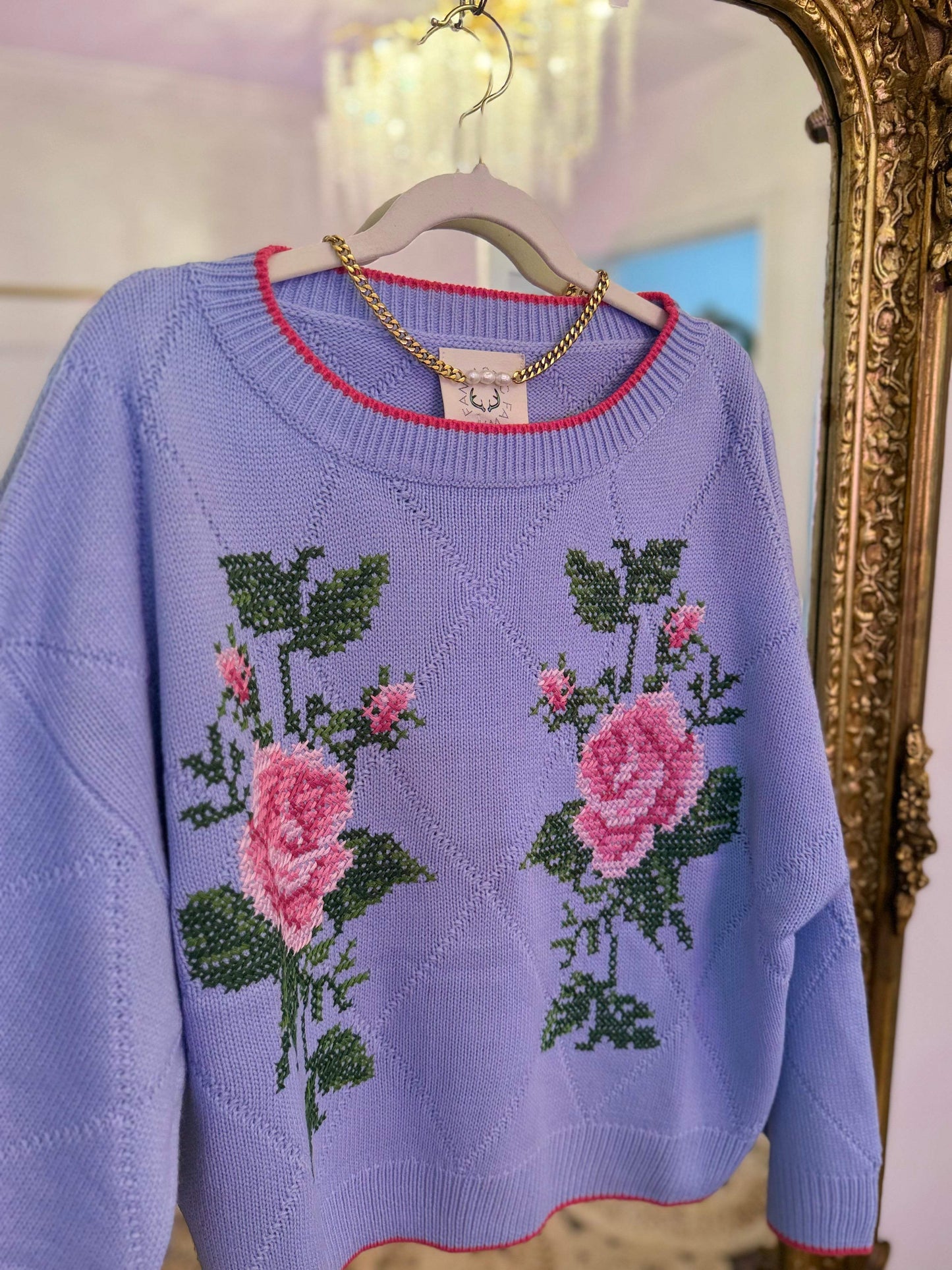 Rustic Rose Jacquard Sweater