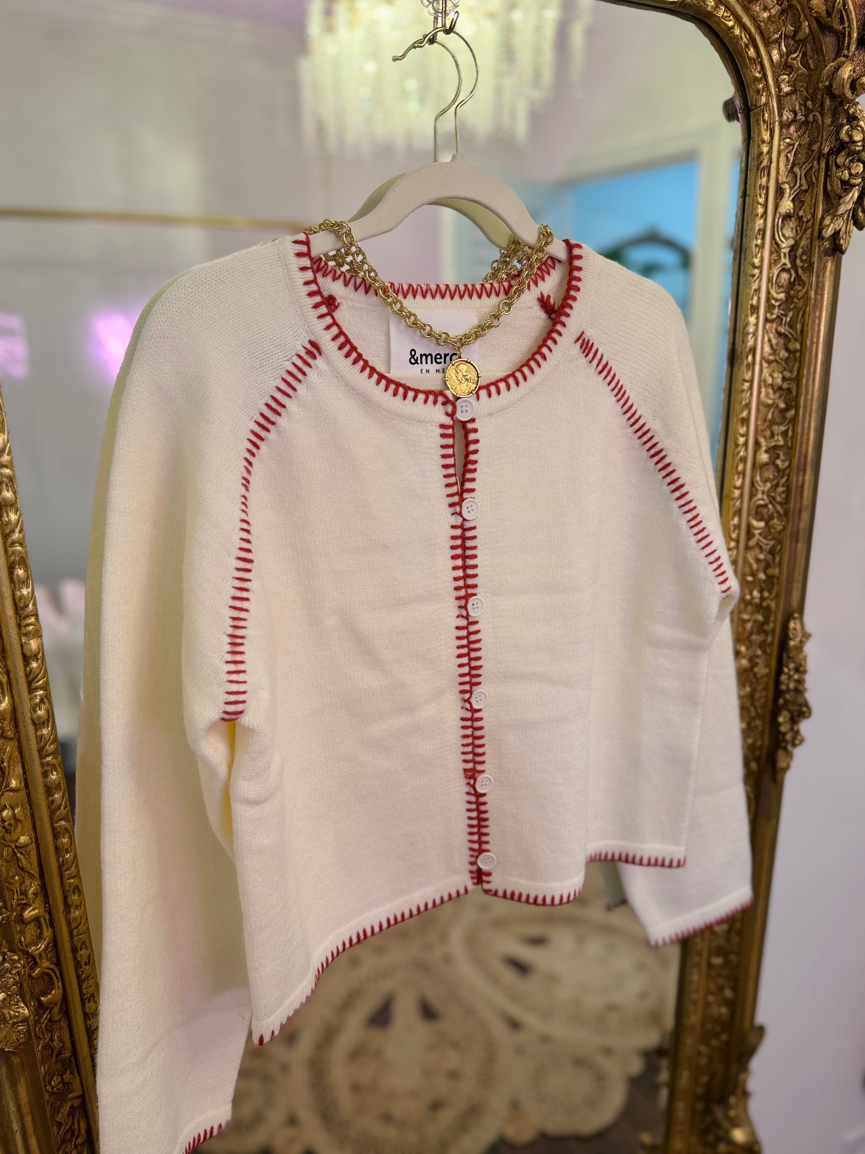 Contrast Stitch Sweater Cardigan