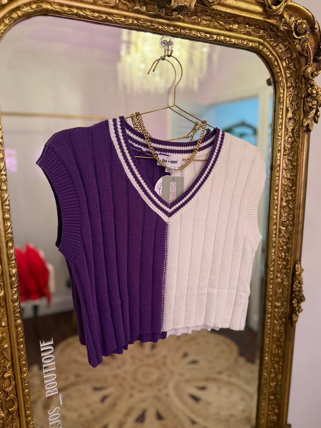Two Tone Cropped Sweater Vest