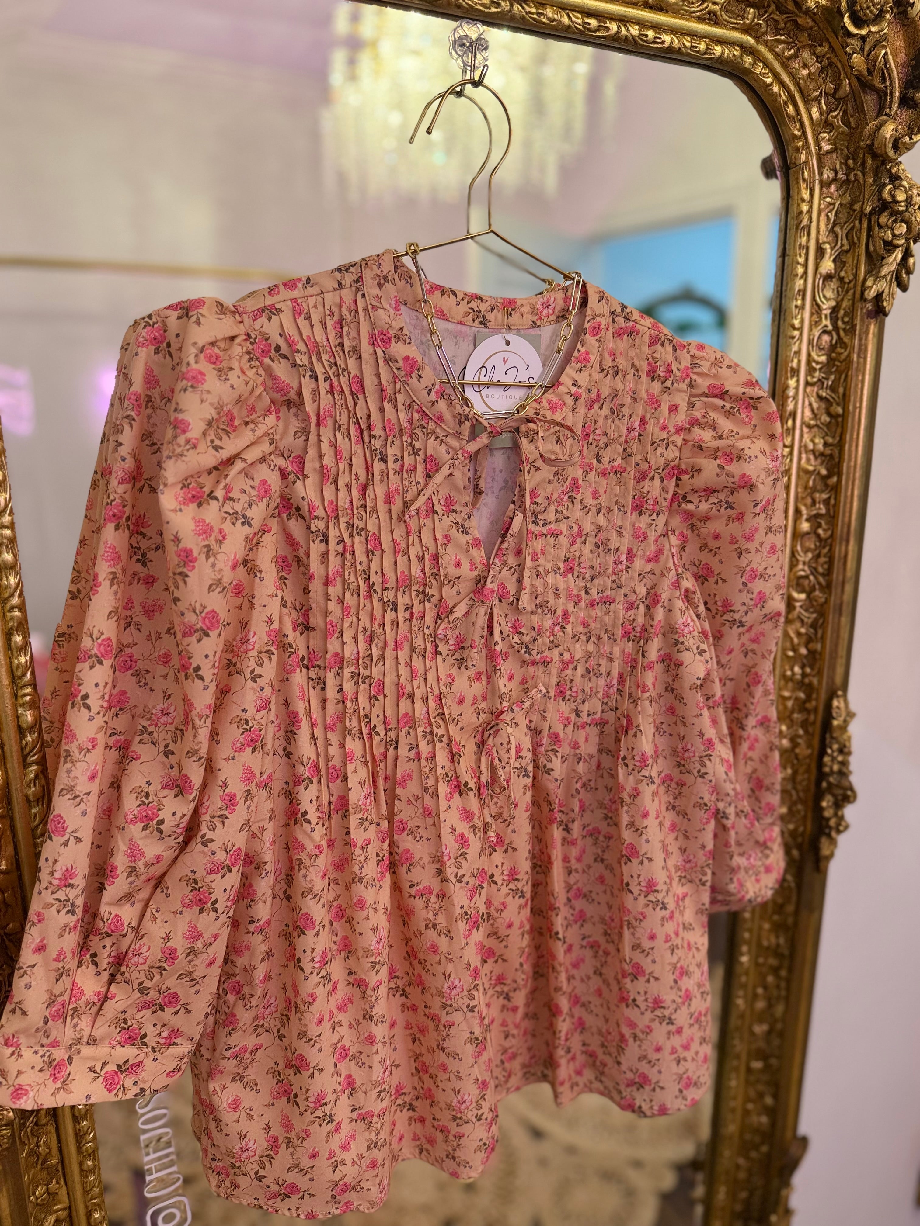 Anastasia Floral Print Bow Top