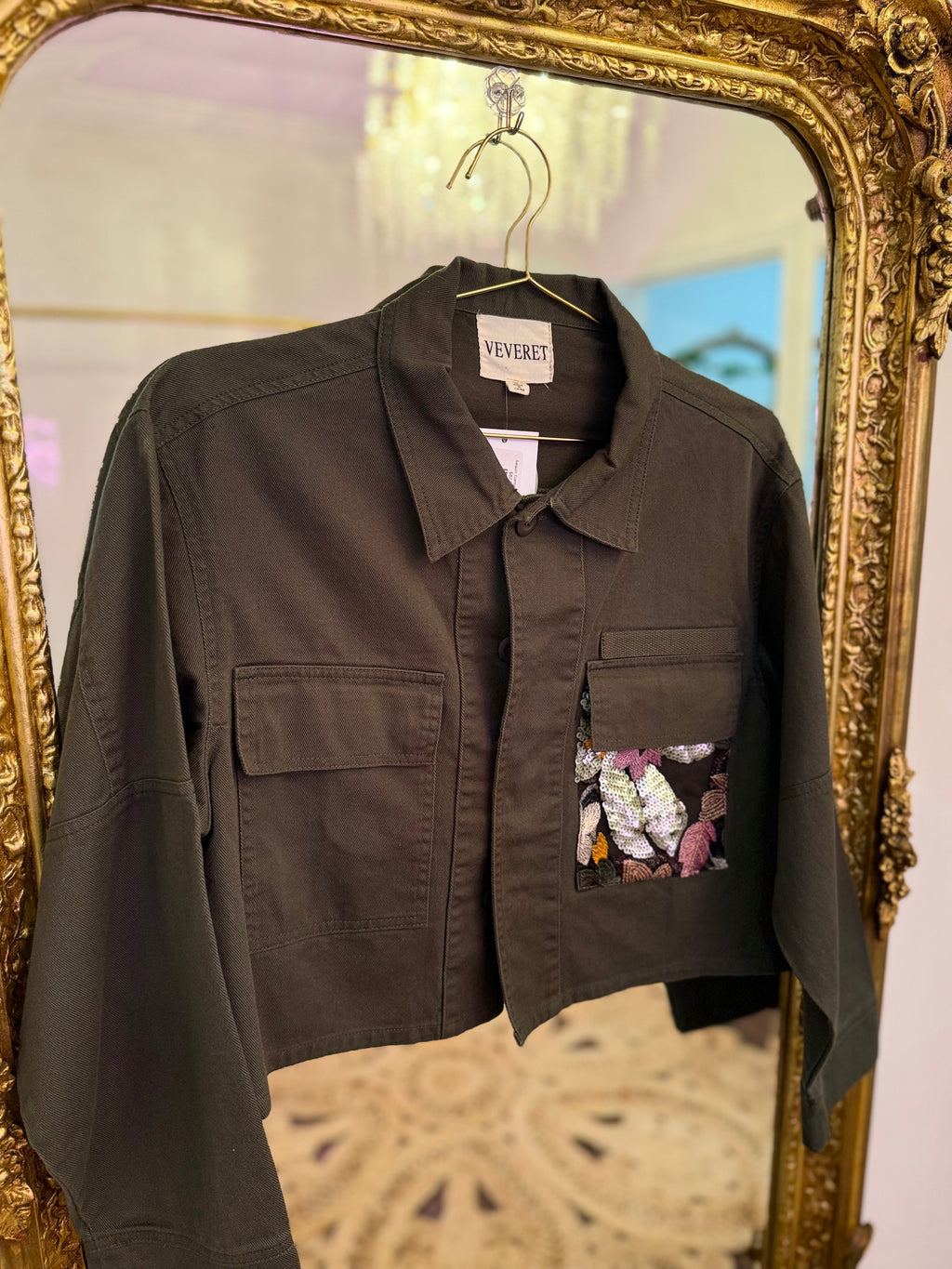 Sequin Contrast Canvas Jacket