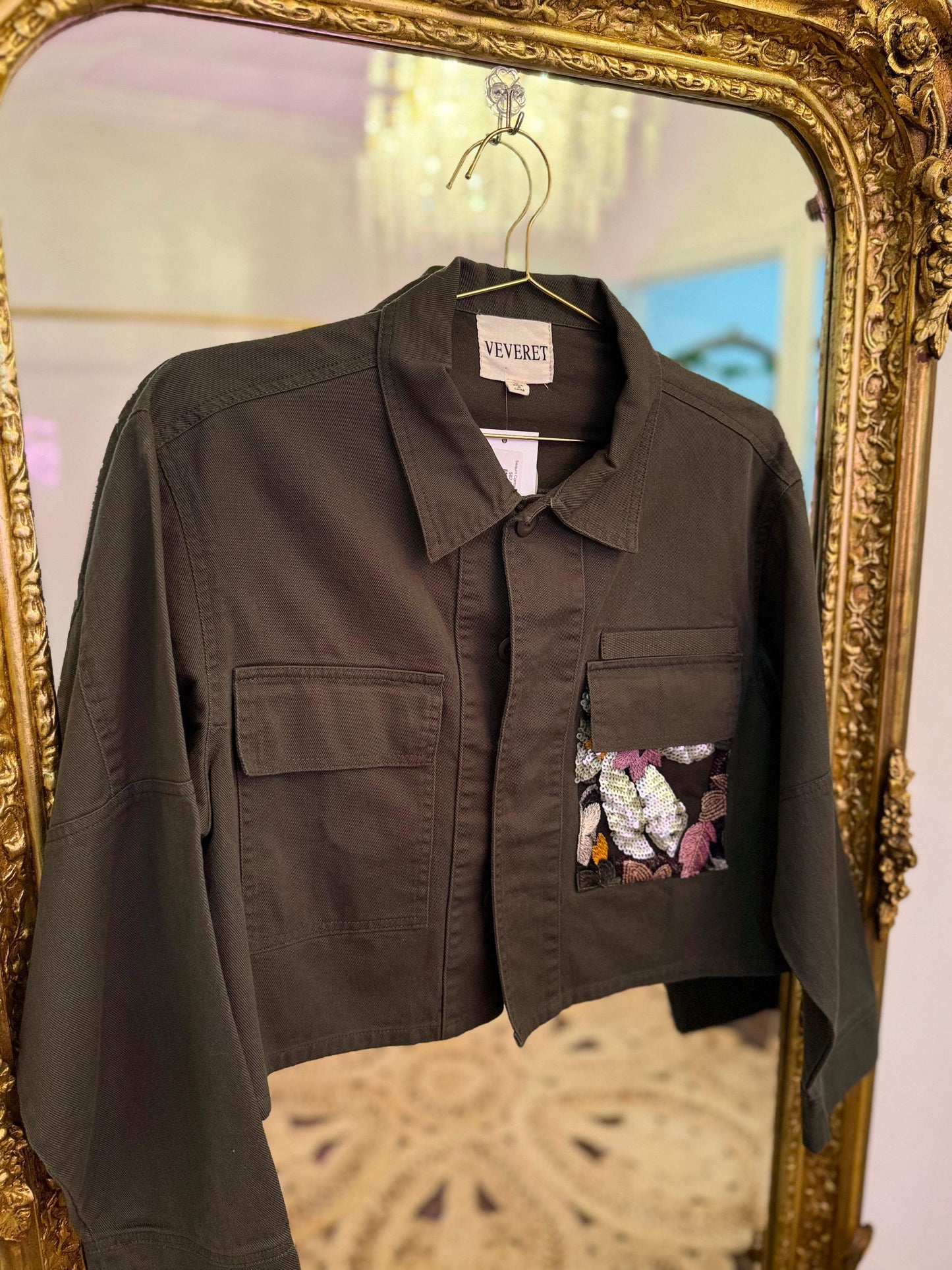 Sequin Contrast Canvas Jacket