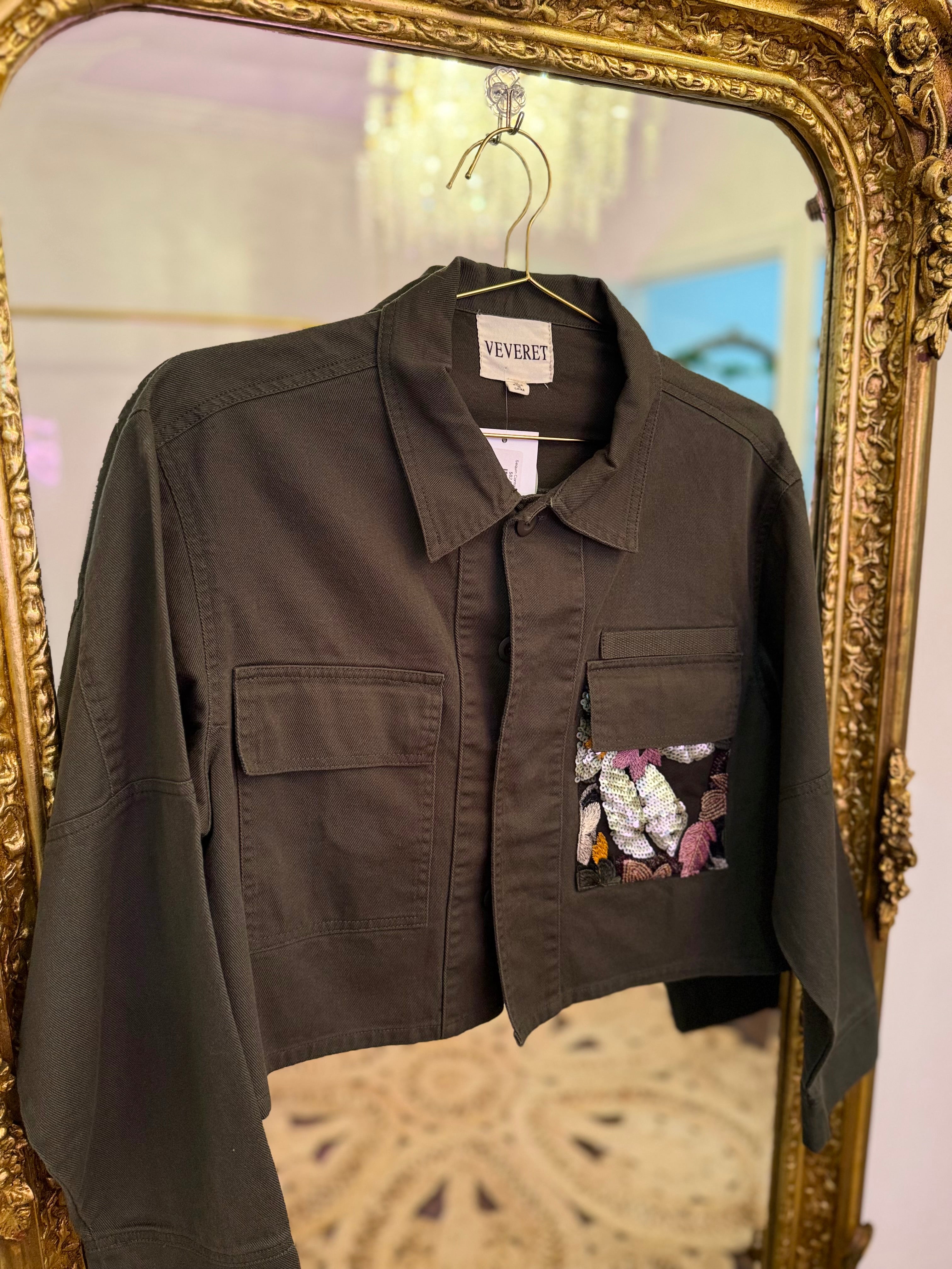 Sequin Contrast Canvas Jacket