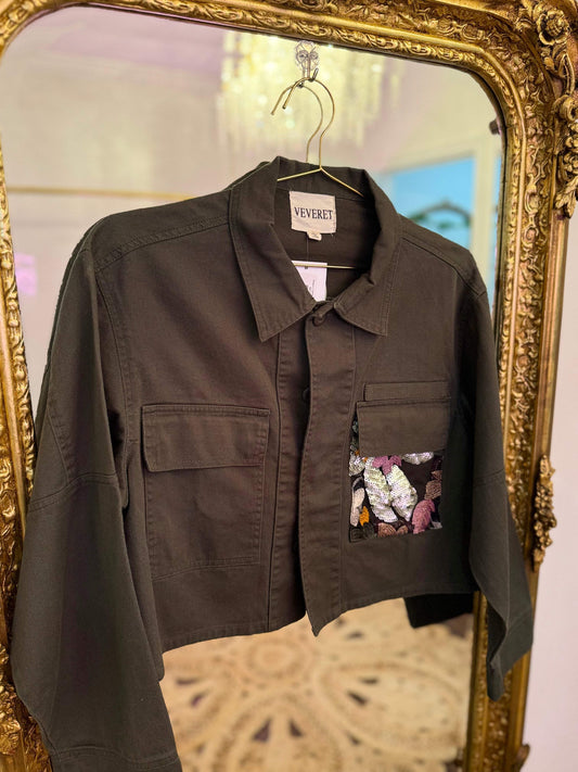Sequin Contrast Canvas Jacket