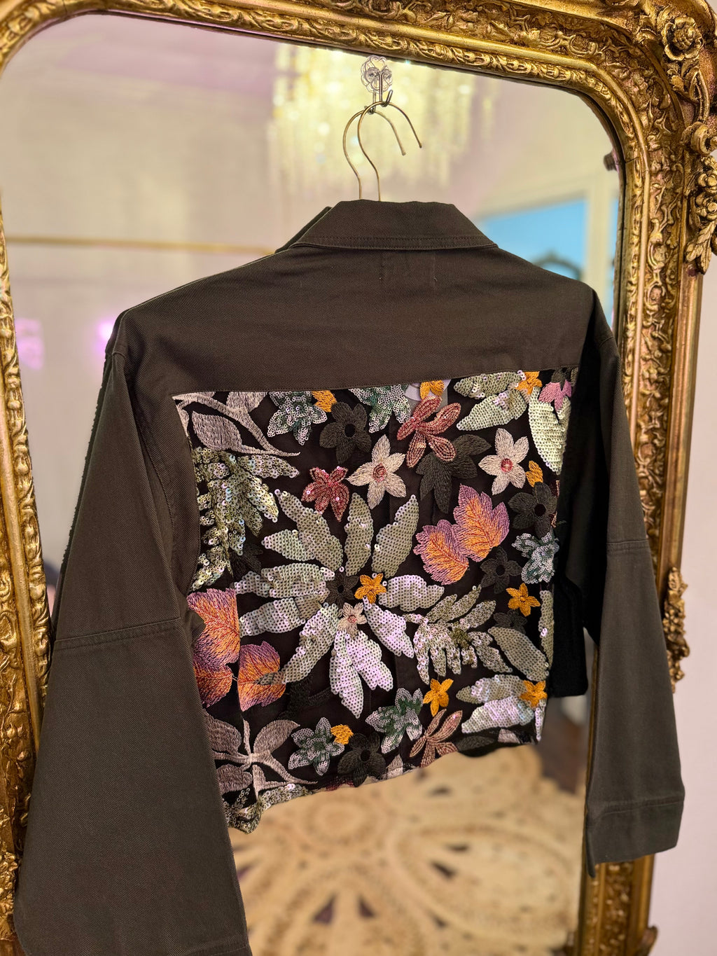 Sequin Contrast Canvas Jacket