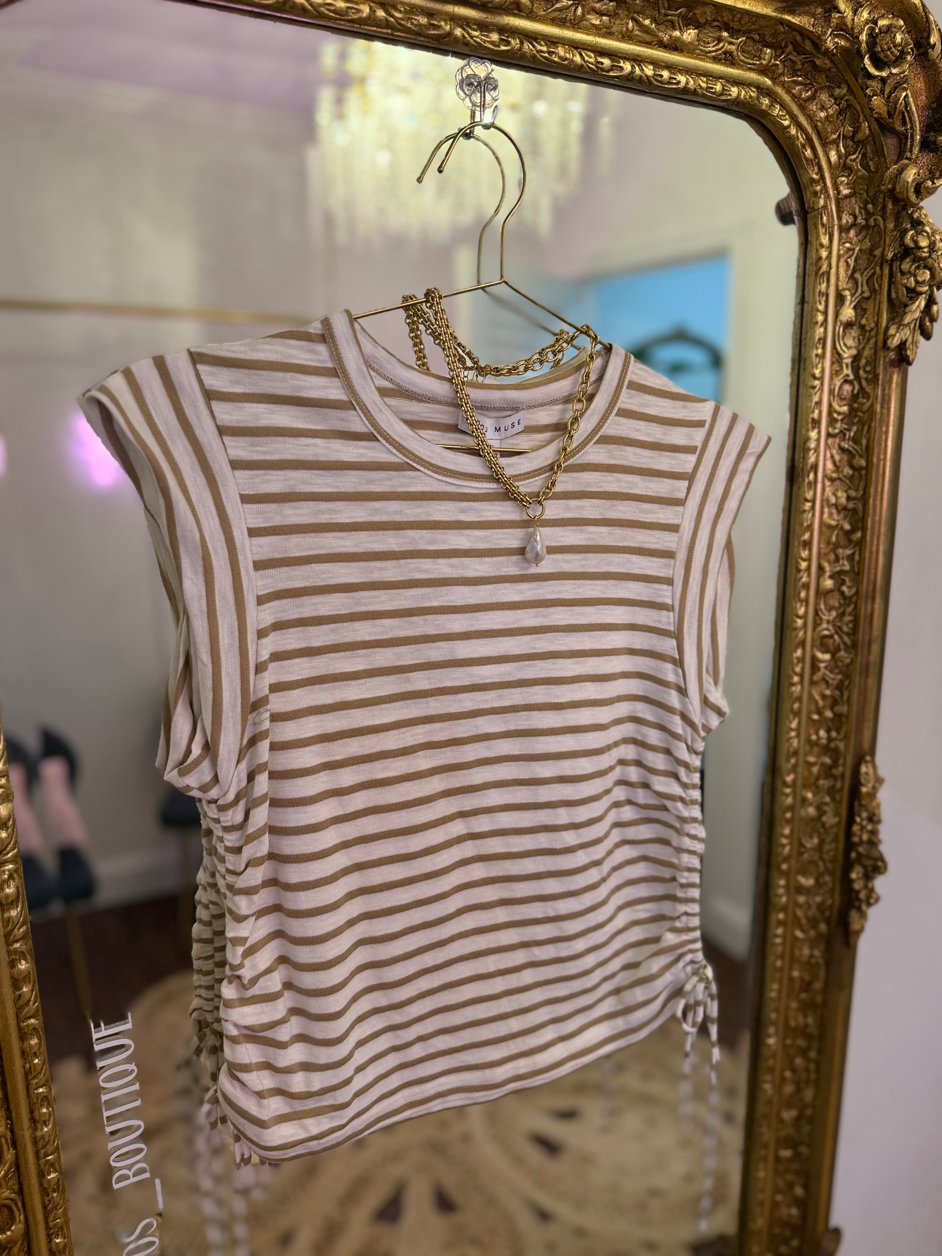 London Striped Drawstring Top