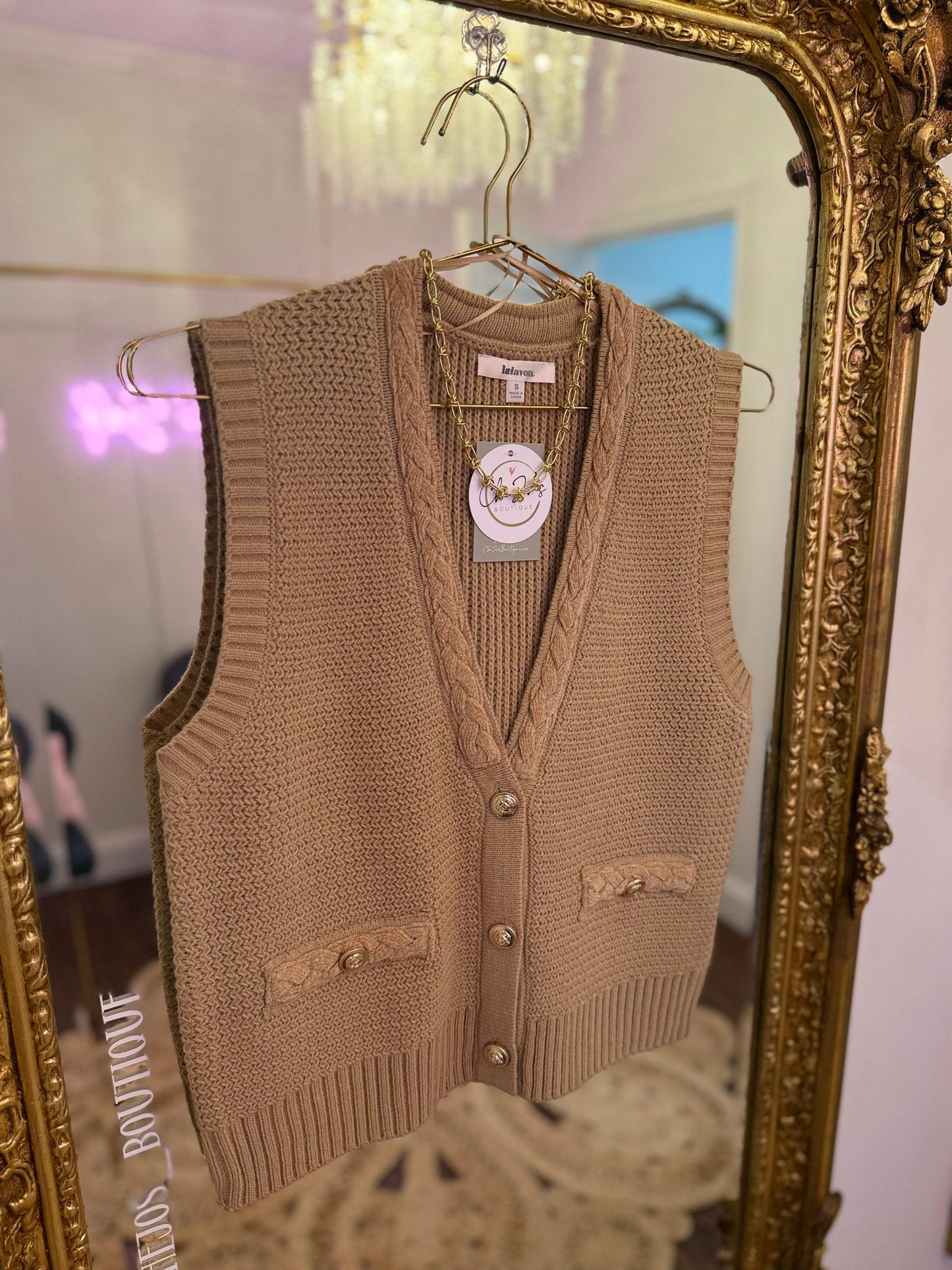 Solara Gold Button Sweater Vest