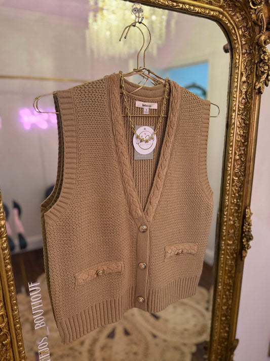 Solara Gold Button Sweater Vest