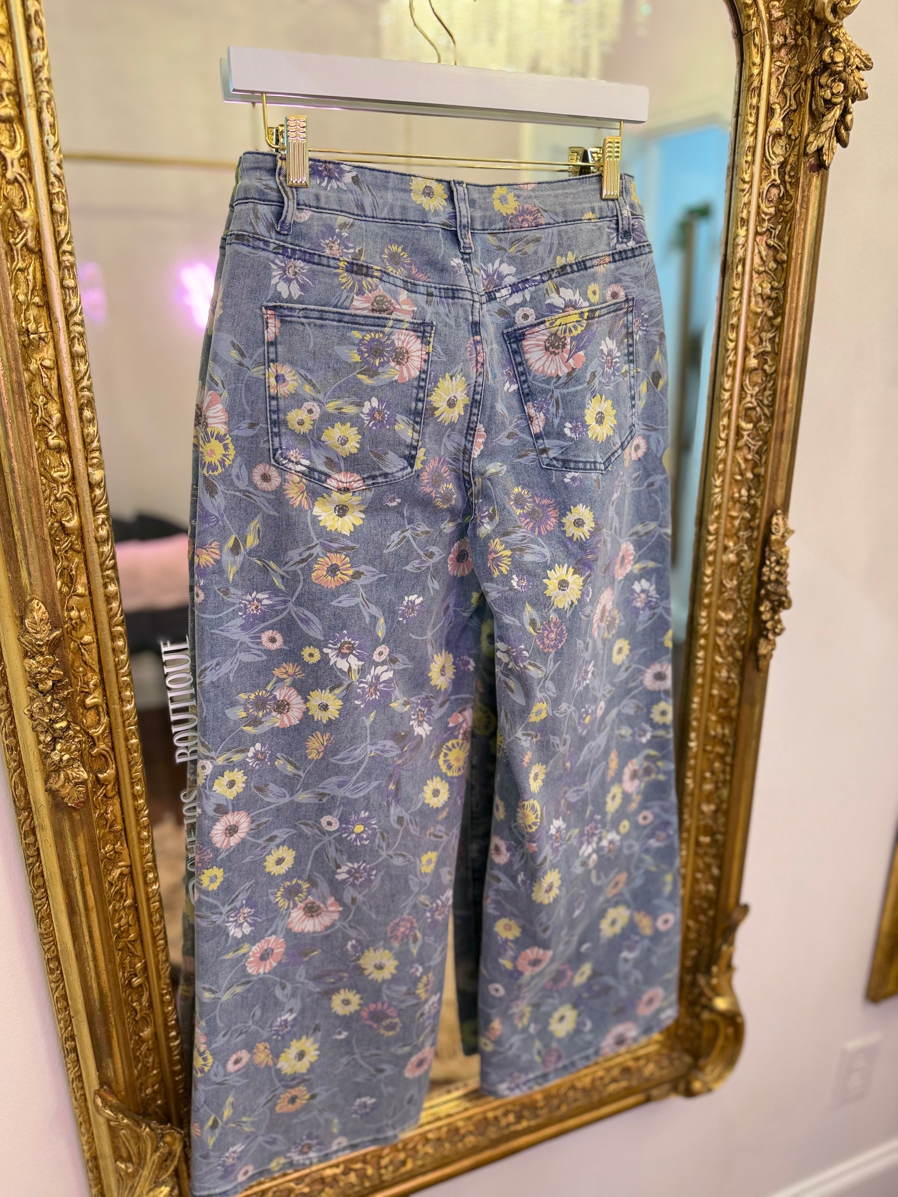 Evie Floral Wide Leg Twill Pants