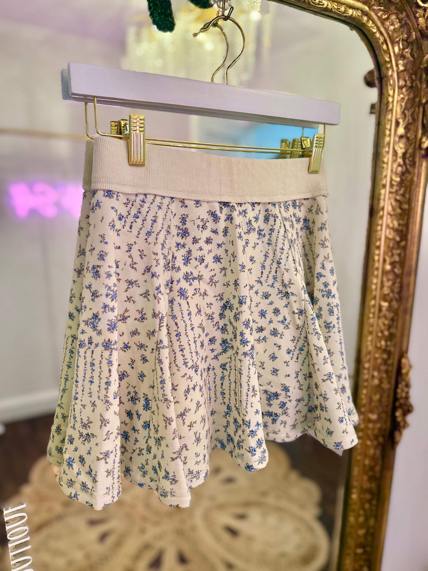 Ivy Floral Flare Mini Skirt