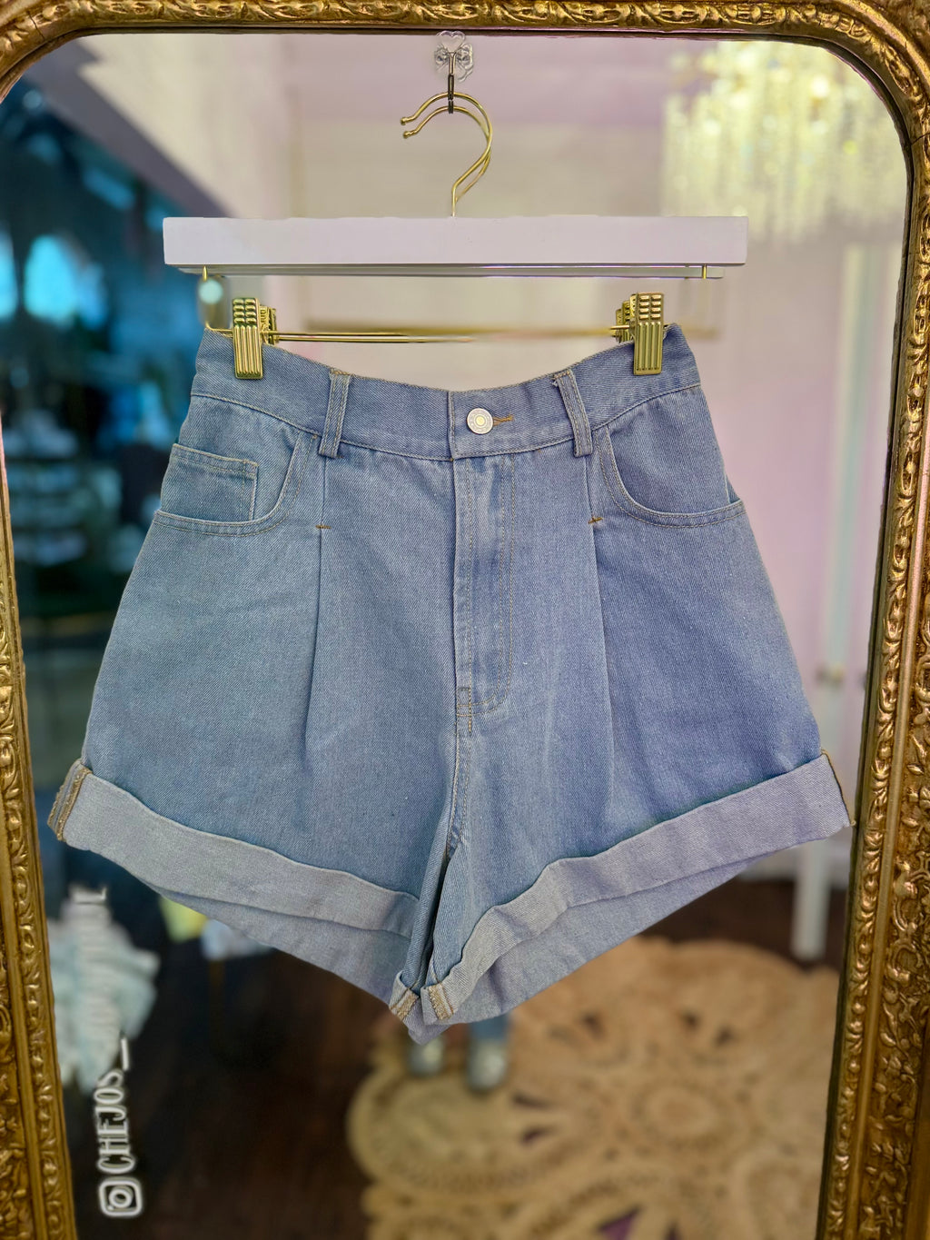 Kaylee Pleated Denim Shorts