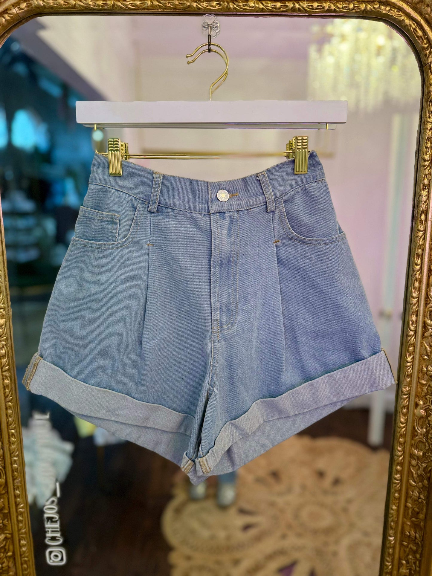 Kaylee Pleated Denim Shorts