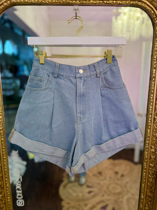 Kaylee Pleated Denim Shorts