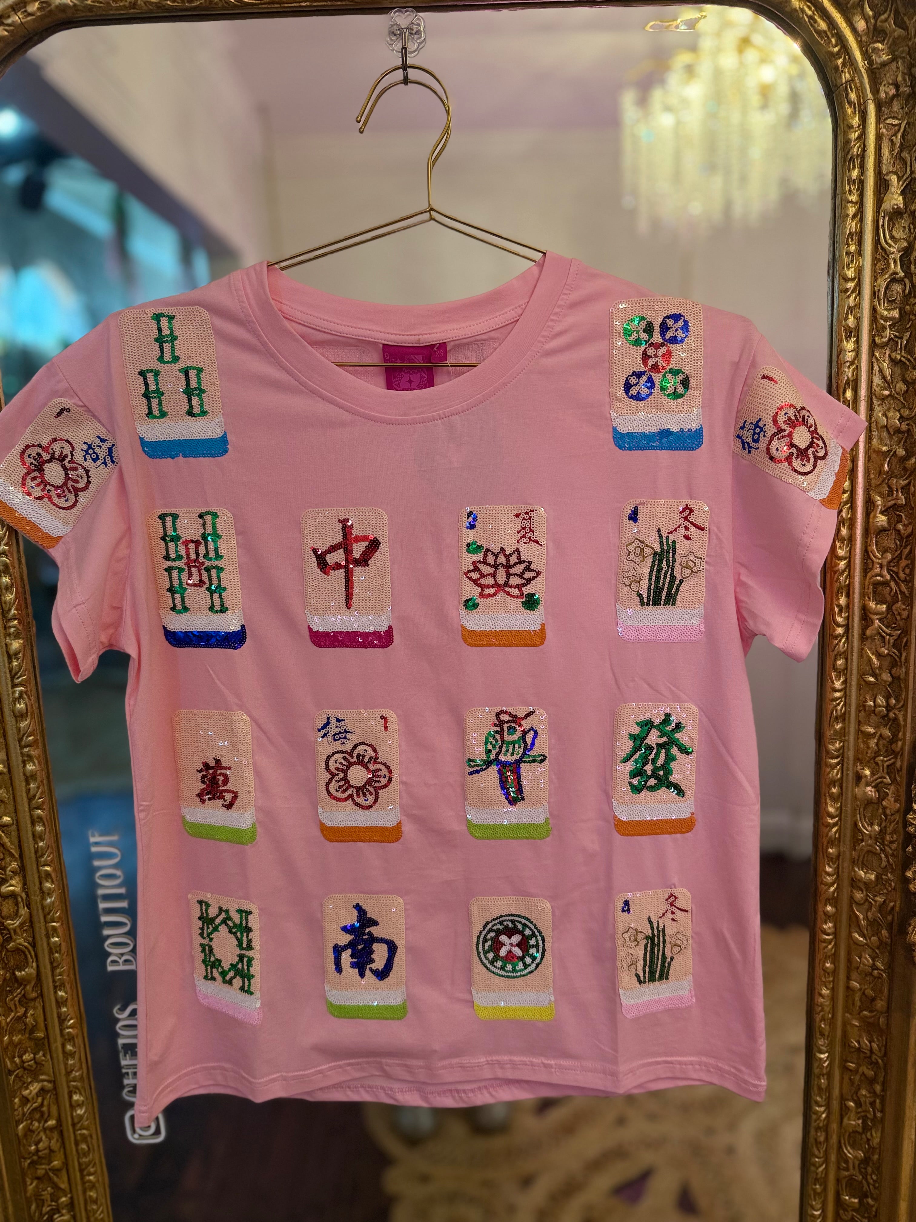 Light Pink Scattered Mahjong Tee | QUEEN OF SPARKLES
