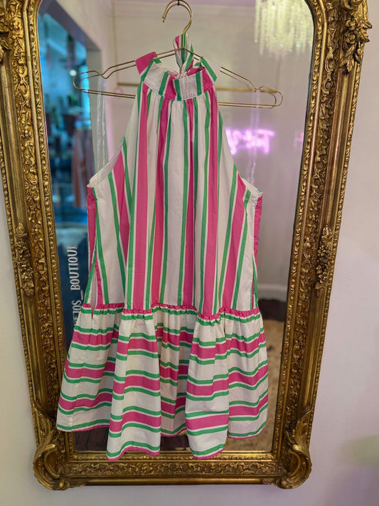 Sunstripe Tie-Back Mini Dress