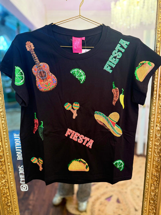 Black Fiesta Icon Tee | Queen of Sparkles