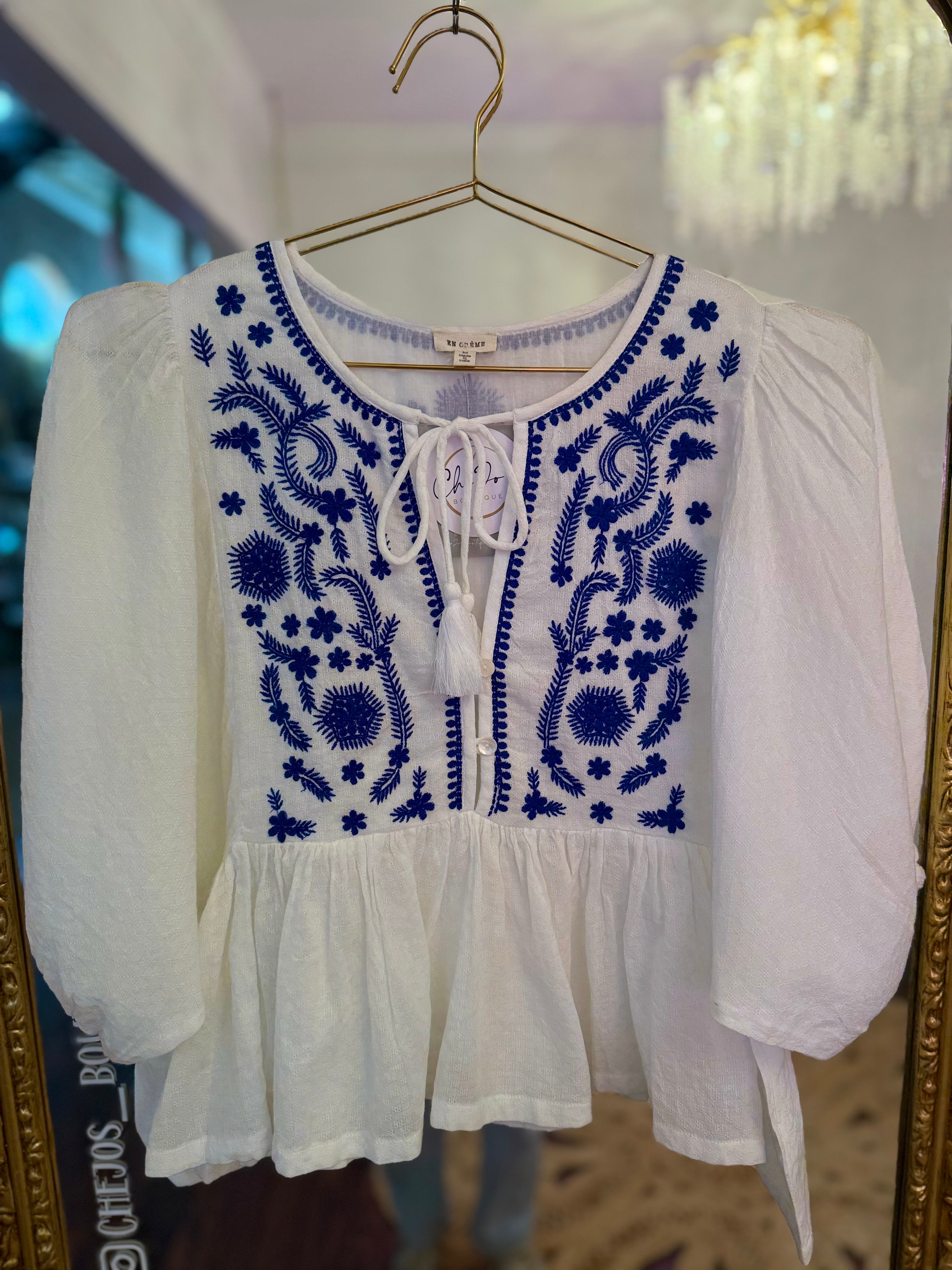 Magnolia Embroidered Peplum Top