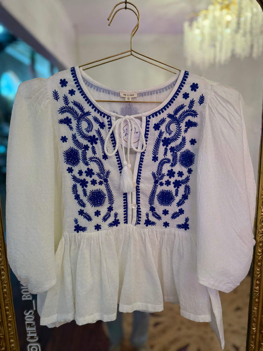 Magnolia Embroidered Peplum Top