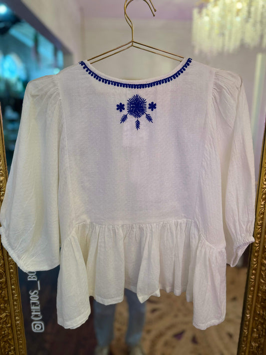 Magnolia Embroidered Peplum Top
