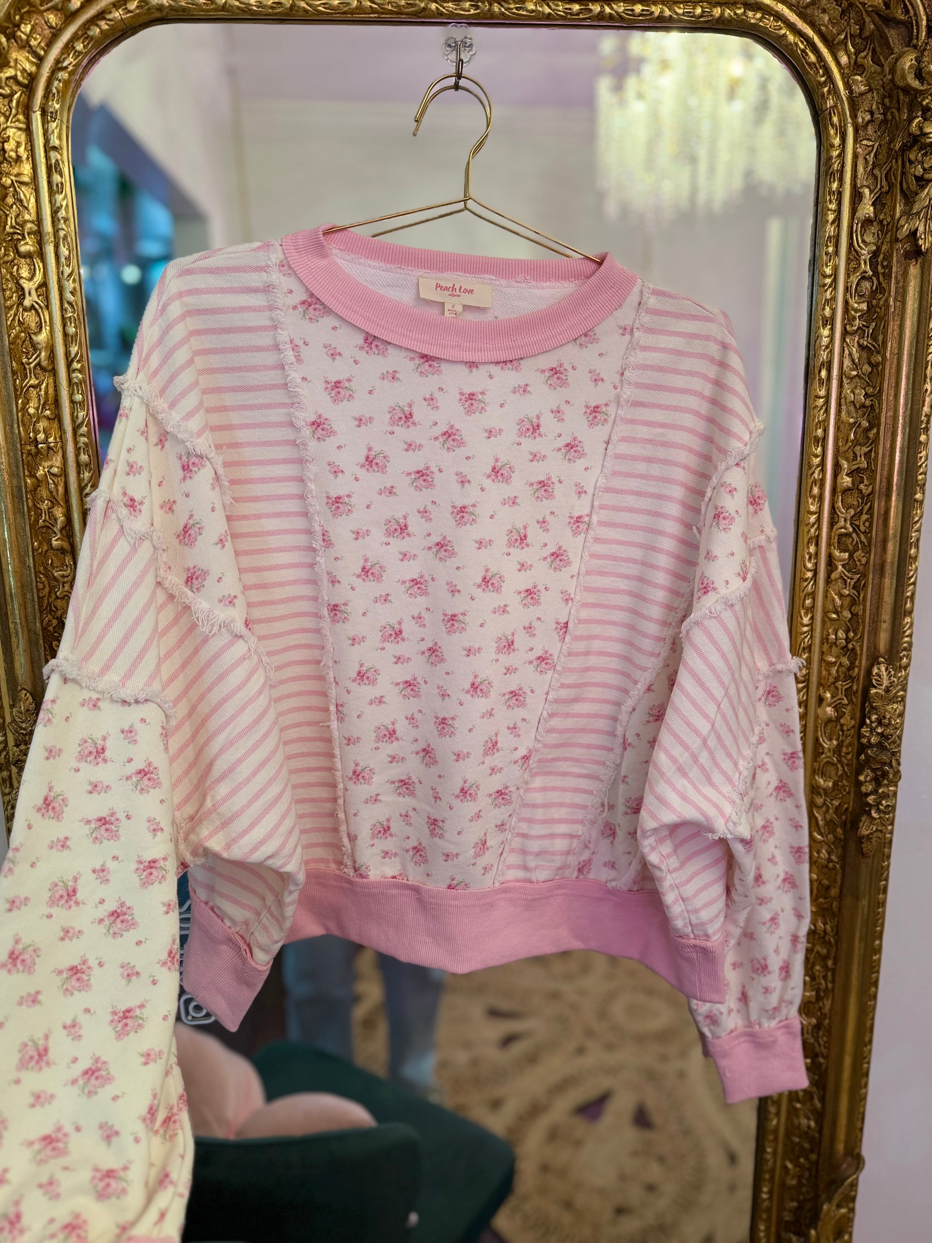 Ditsy Flower Color Block Sweatshirt