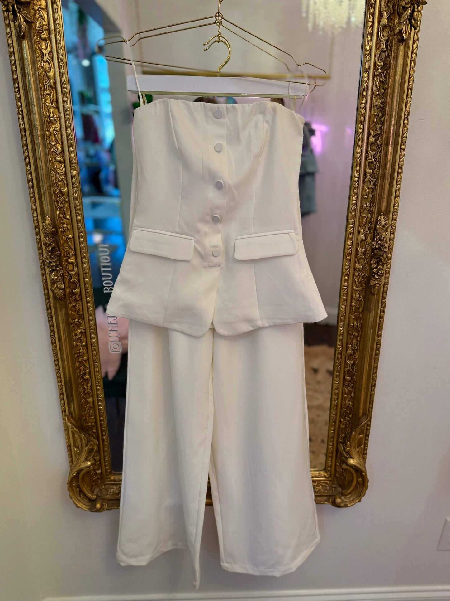 Sable Crepe Button Trouser Set