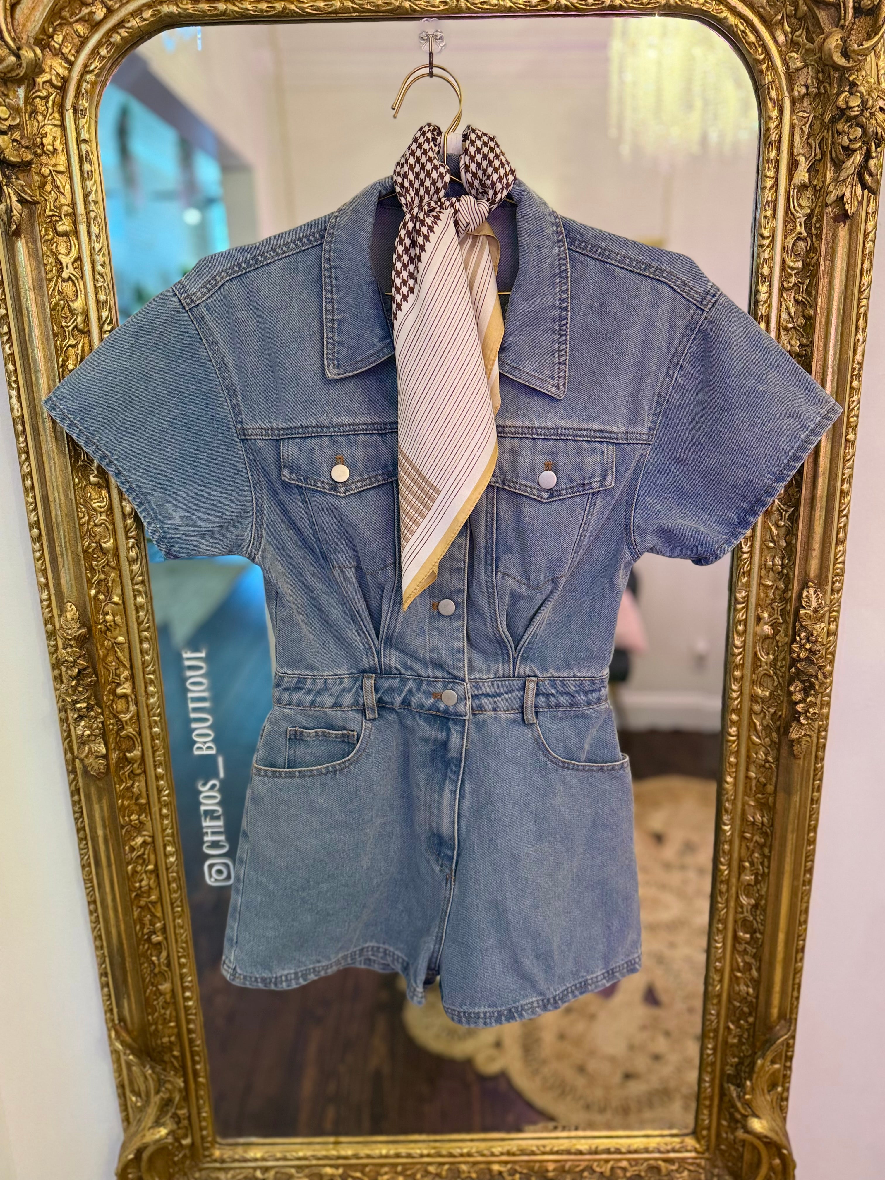 Kendall Short Sleeve Denim Romper
