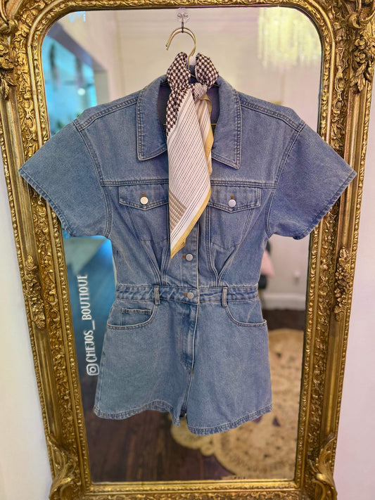 Kendall Short Sleeve Denim Romper