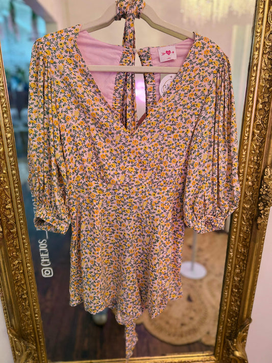 Julia Short Sleeve Romper - Magnolia | BuddyLove
