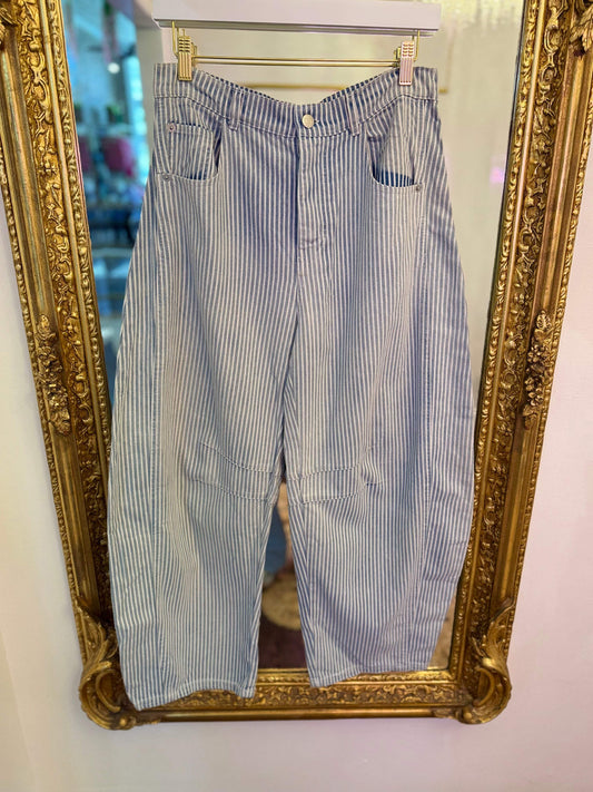 Anissa Pinstripe Barrel Jeans