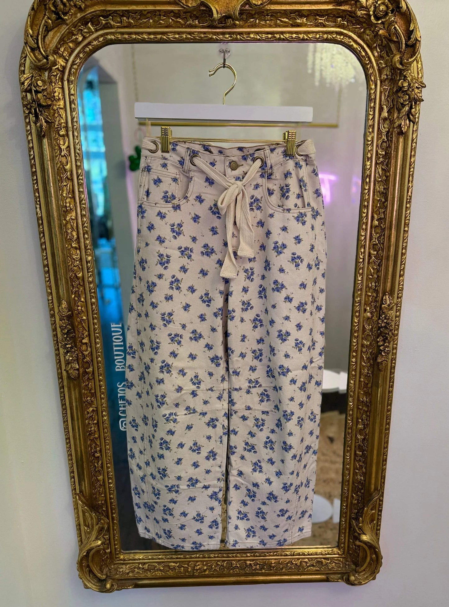 Cayle Tie Detail Floral Barrel Jeans