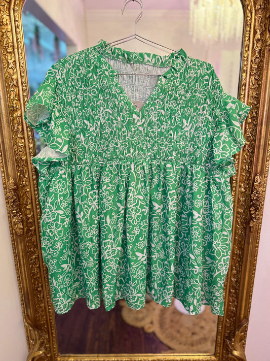 PLUS SIZE | Cleo Smocked Floral Blouse