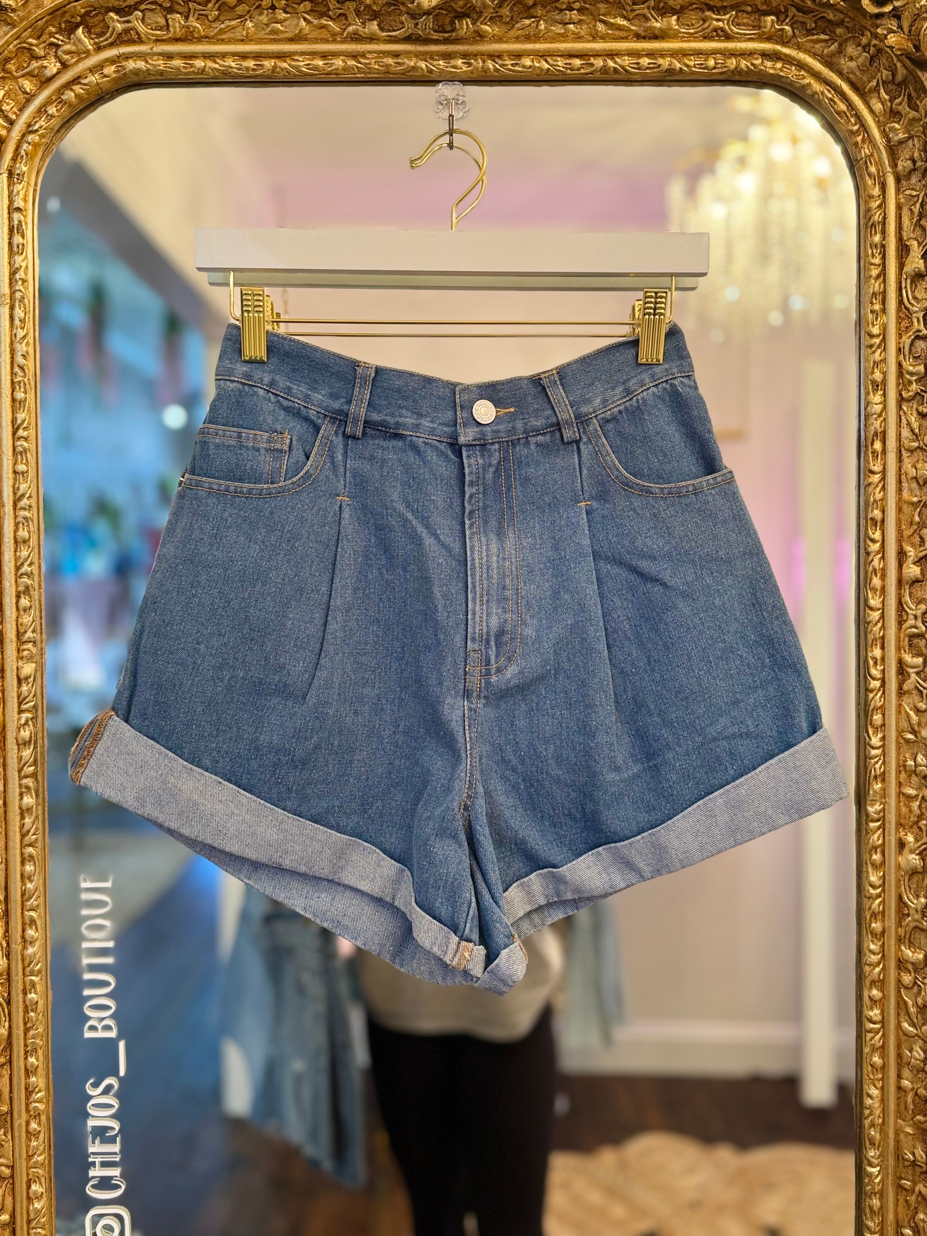 Kaylee Pleated Denim Shorts
