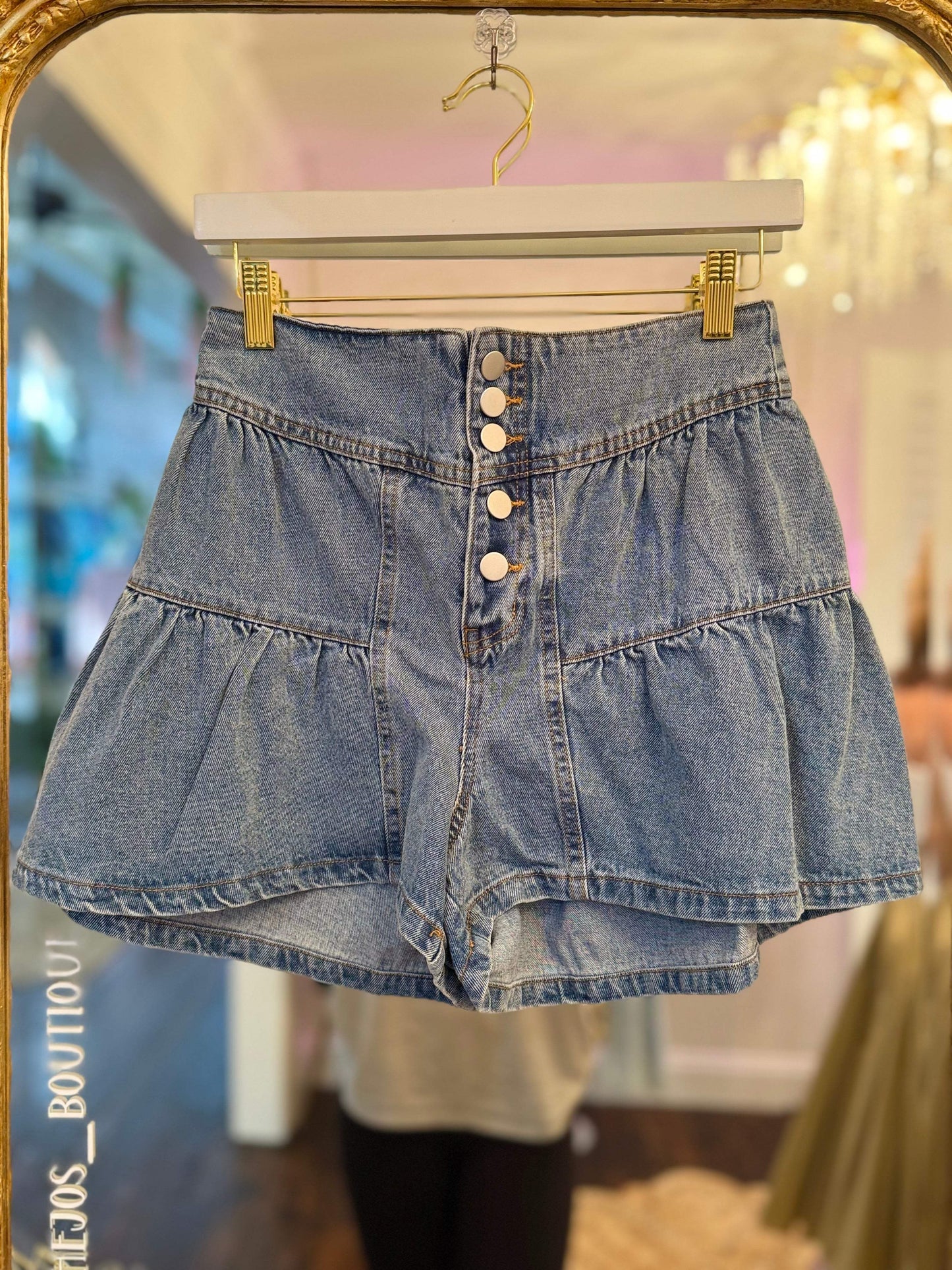 Eveline Denim Flare Shorts