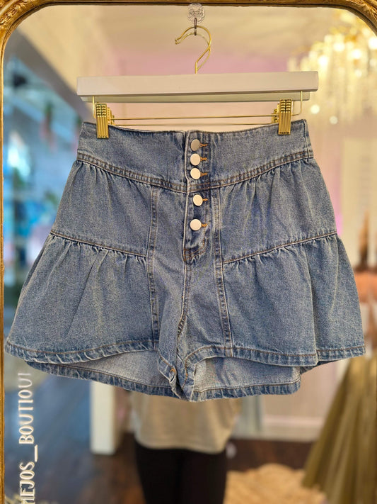 Eveline Denim Flare Shorts