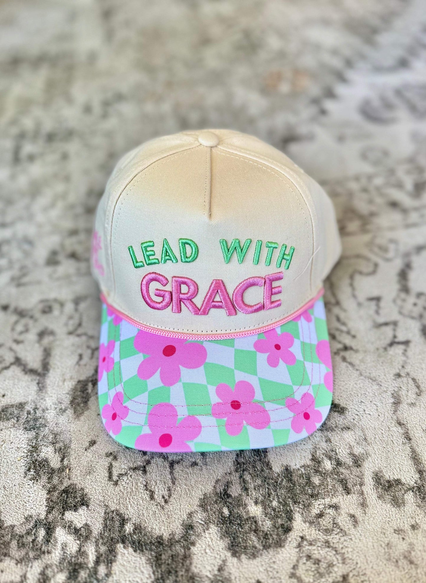 "Lead with Grace" Embroidered Canvas Trucker Hat