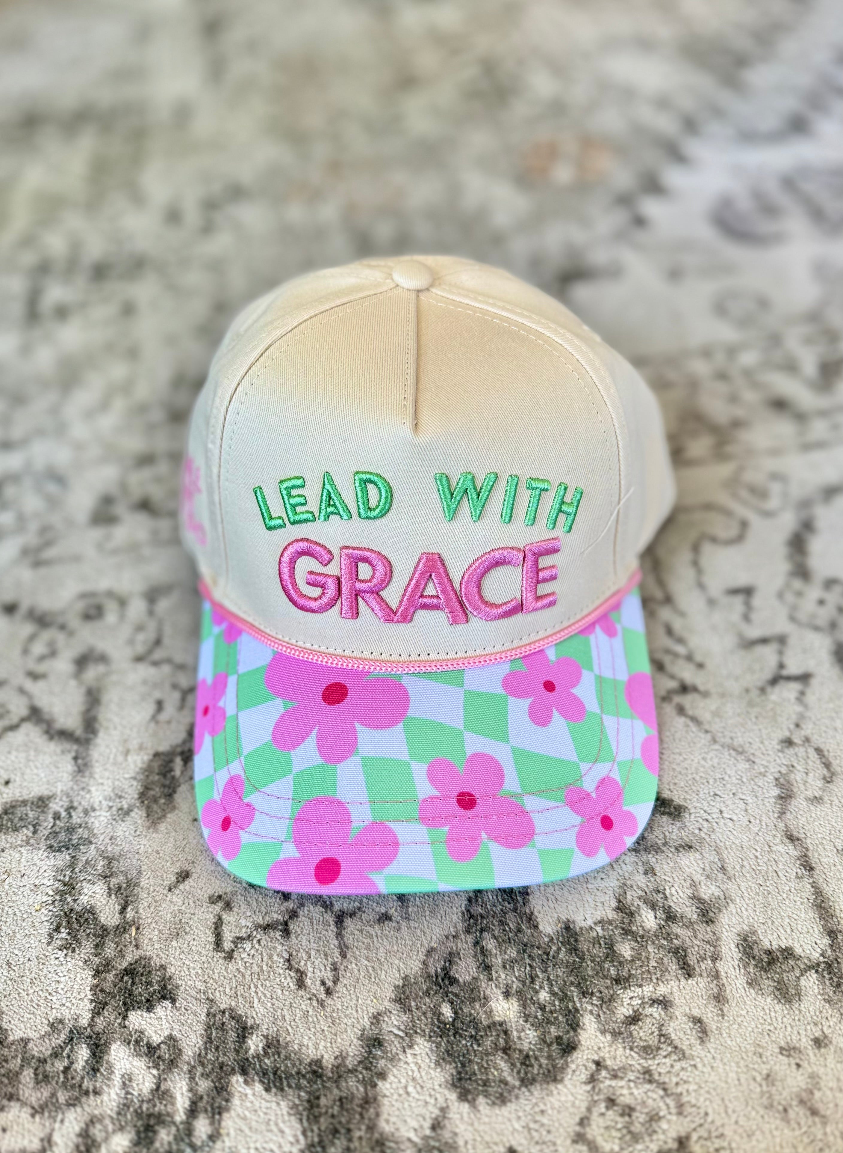 "Lead with Grace" Embroidered Canvas Trucker Hat