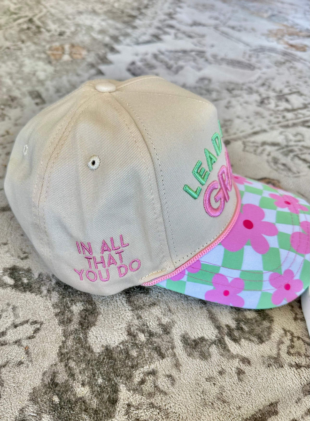 "Lead with Grace" Embroidered Canvas Trucker Hat