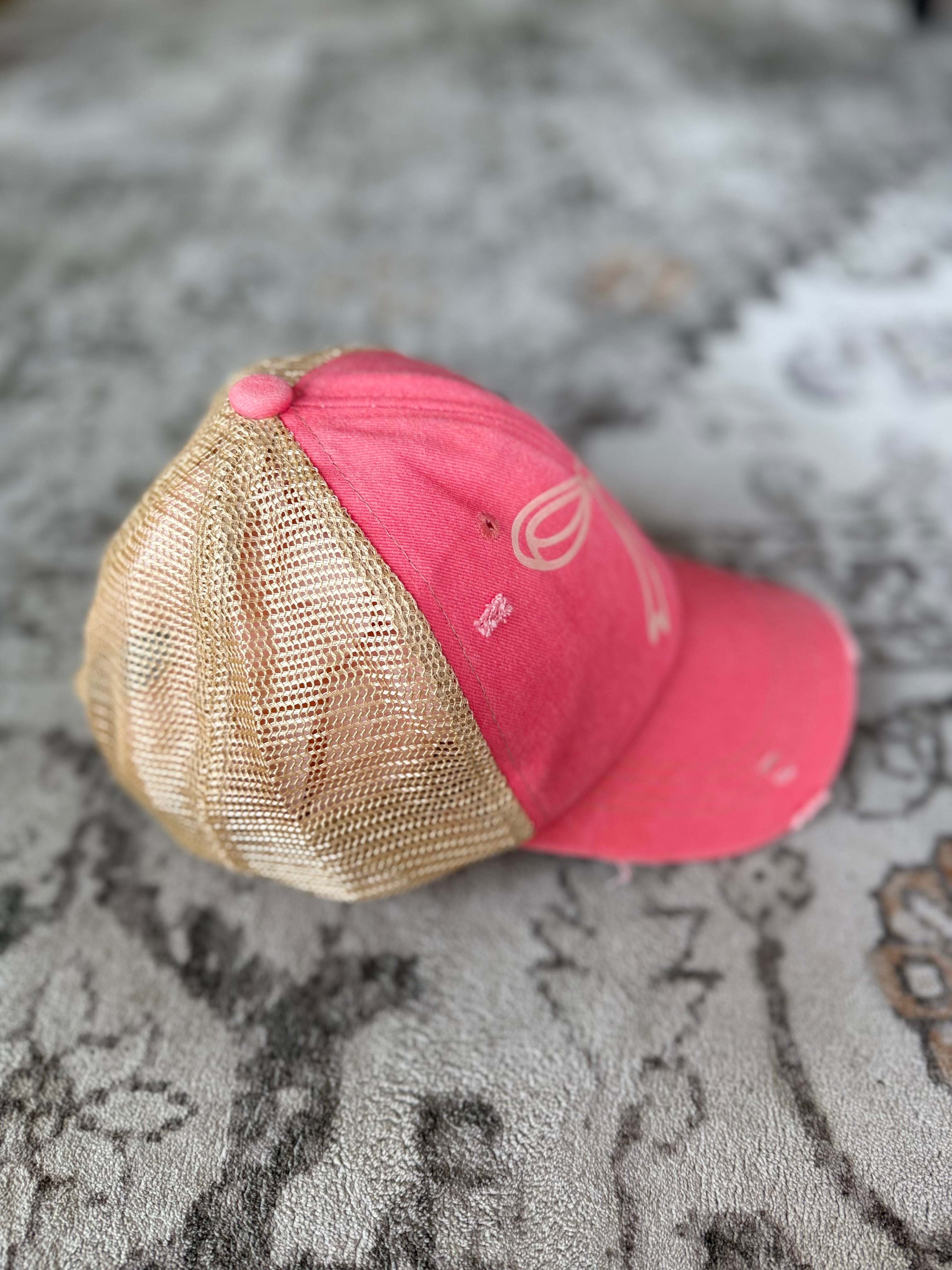 Canvas Bow Embroidered Cap