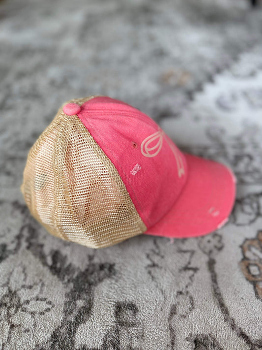 Canvas Bow Embroidered Cap